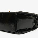 Chanel Black Quilted Patent Leather Top Handle Flap Bag With 24K Gold-Plated Hardware
