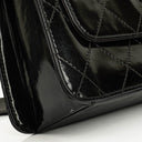 Chanel Black Quilted Patent Leather Top Handle Flap Bag With 24K Gold-Plated Hardware