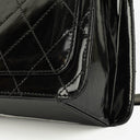 Chanel Black Quilted Patent Leather Top Handle Flap Bag With 24K Gold-Plated Hardware