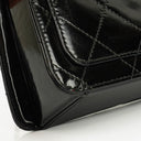 Chanel Black Quilted Patent Leather Top Handle Flap Bag With 24K Gold-Plated Hardware