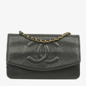 Chanel Black Caviar Timeless CC Wallet on Chain WOC