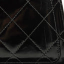 Chanel Black Quilted Patent Leather Top Handle Flap Bag With 24K Gold-Plated Hardware