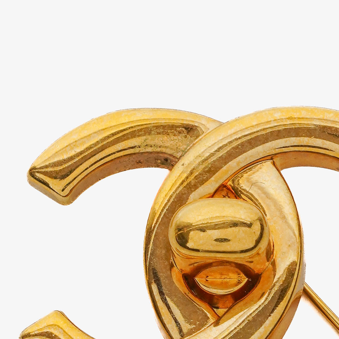 Chanel CC Turn-Lock Gold-Tone Brooch