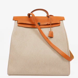 Hermes Herbag Natural Toile Vache Hunter MM 2 In 1 Bag