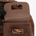 Gucci Vintage Brown Suede and Leather Bamboo Backpack
