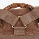 Gucci Vintage Brown Suede and Leather Bamboo Backpack