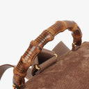 Gucci Vintage Brown Suede and Leather Bamboo Backpack