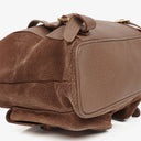 Gucci Vintage Brown Suede and Leather Bamboo Backpack