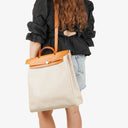 Hermes Herbag Natural Toile Vache Hunter MM 2 In 1 Bag