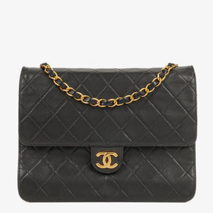Chanel Small Classic Single Flap Bag Black Quilted Lambskin With 24K Gold-Plated Hardware
