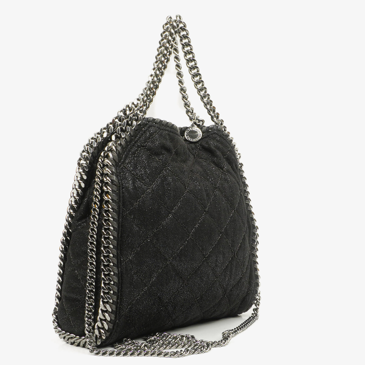 Stella McCartney Falabella Mini Tote Black Vegan Shaggy Deer Fold Over Bag