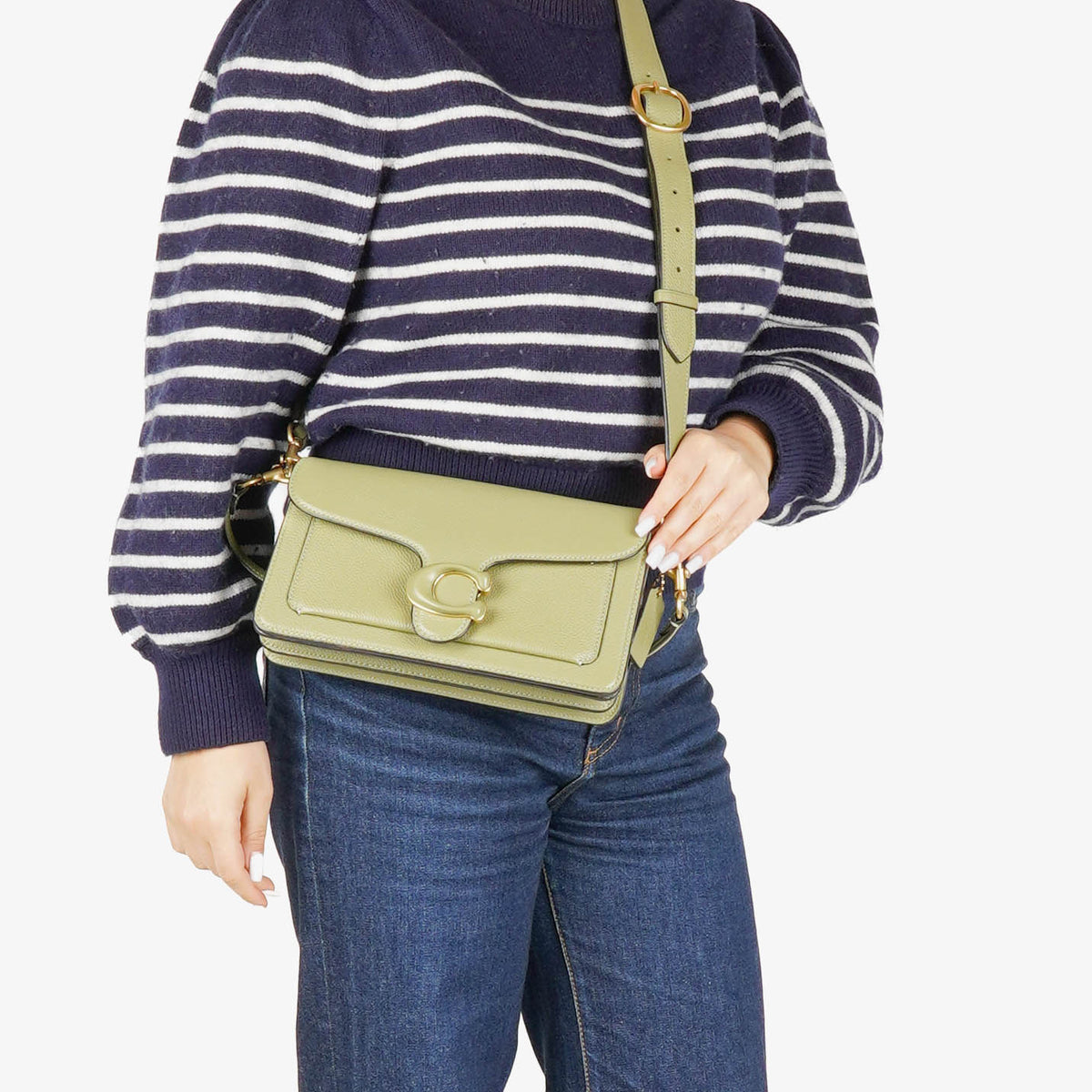 Coach Pebbled Leather Moss Green Tabby Shoulder Bag
