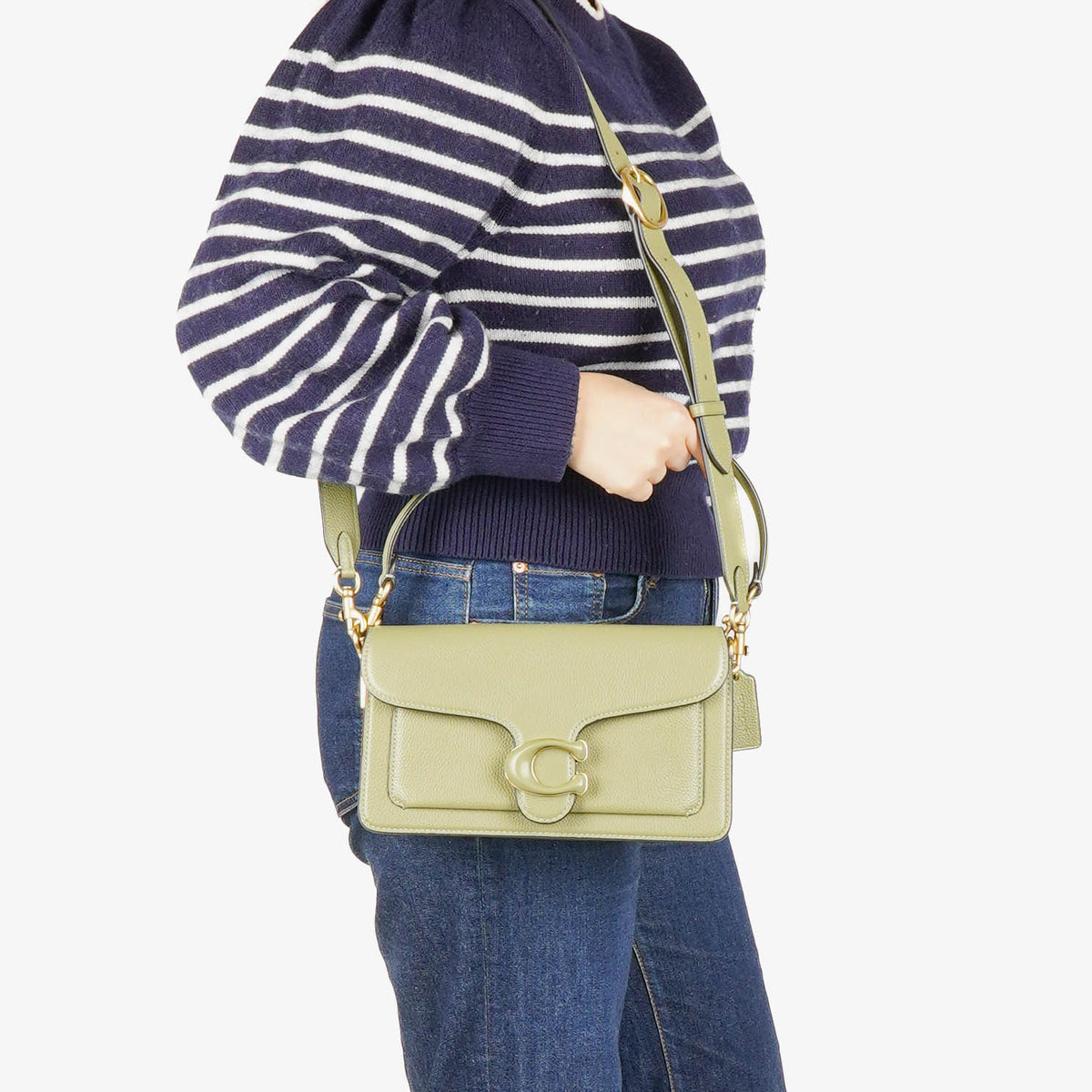 Coach Pebbled Leather Moss Green Tabby Shoulder Bag