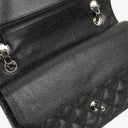 Chanel Medium Classic Black Quilted Caviar Double Flap Bag With Silver - Tone Hardware