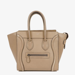 Celine Micro Luggage Leather Beige Tote Bag