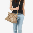 Miu Miu Vitello Lux Neutral Large Bow Satchel Bag