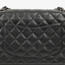 Chanel Medium Classic Black Quilted Caviar Double Flap Bag With Silver - Tone Hardware