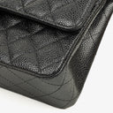 Chanel Medium Classic Black Quilted Caviar Double Flap Bag With Silver - Tone Hardware