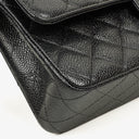 Chanel Medium Classic Black Quilted Caviar Double Flap Bag With Silver - Tone Hardware