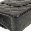 Chanel Medium Classic Black Quilted Caviar Double Flap Bag With Silver - Tone Hardware