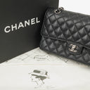 Chanel Medium Classic Black Quilted Caviar Double Flap Bag With Silver - Tone Hardware