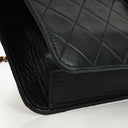 Chanel Classic Mörk Marinblå Quiltad Lammnappa Enkel Flap-väska med 24K Guldpläterad Metall