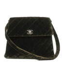 Chanel Velvet Quilted Flap Shoulder Bag Olive Green