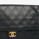 Chanel Classic Mörk Marinblå Quiltad Lammnappa Enkel Flap-väska med 24K Guldpläterad Metall