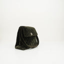 Chanel Velvet Quilted Flap Shoulder Bag Olive Green