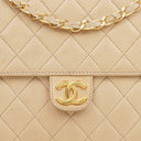 Chanel Classic Single Flap Bag Beige Quilted Lambskin With 24K Gold-Plated Hardware