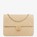 Chanel Classic Single Flap Bag Beige Quilted Lambskin With 24K Gold-Plated Hardware