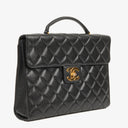 Chanel CC Maxi Logo Black Caviar Leather Briefcase