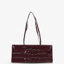 Chanel Burgundy Patent Leather Chocolate Bar East West Shoulder Bag