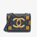 Chanel Marineblau gesteppter Lammleder mit Nieten Boy Brick Flap Tasche