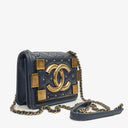 Chanel Marineblau gesteppter Lammleder mit Nieten Boy Brick Flap Tasche