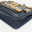 Chanel Marineblau gesteppter Lammleder mit Nieten Boy Brick Flap Tasche