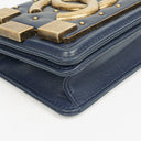 Chanel Marineblau gesteppter Lammleder mit Nieten Boy Brick Flap Tasche