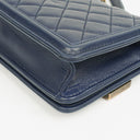 Chanel Marineblau gesteppter Lammleder mit Nieten Boy Brick Flap Tasche