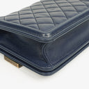 Chanel Marineblau gesteppter Lammleder mit Nieten Boy Brick Flap Tasche
