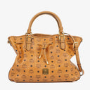 MCM Cognac Visetos Drawstring Tote Bag