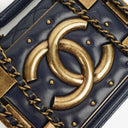 Chanel Marineblau gesteppter Lammleder mit Nieten Boy Brick Flap Tasche