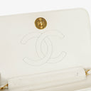 Chanel Mini Classic White Quilted Lambskin Full Flap Wallet On Chain WOC With 24K Gold-Plated Hardware