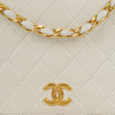 Chanel Mini Classic White Quilted Lambskin Full Flap Wallet On Chain WOC With 24K Gold-Plated Hardware