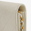 Chanel Mini Classic White Quilted Lambskin Full Flap Wallet On Chain WOC With 24K Gold-Plated Hardware