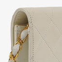 Chanel Mini Classic White Quilted Lambskin Full Flap Wallet On Chain WOC With 24K Gold-Plated Hardware