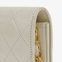 Chanel Mini Classic White Quilted Lambskin Full Flap Wallet On Chain WOC With 24K Gold-Plated Hardware