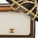 Chanel Mini Classic White Quilted Lambskin Full Flap Wallet On Chain WOC With 24K Gold-Plated Hardware