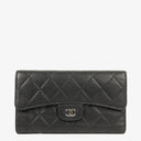 Chanel Quillted Lambskin Light Black Flap Wallet