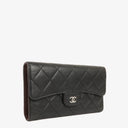Chanel Quillted Lambskin Light Black Flap Wallet