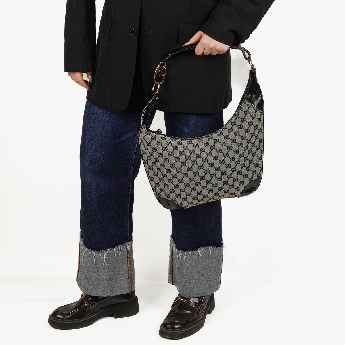Gucci GG Canvas Handle Ring Hobo Bag